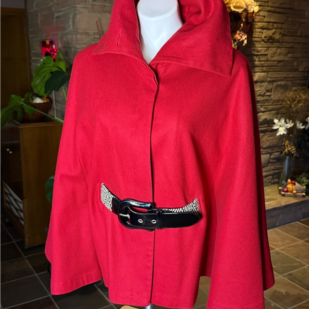 Cami NYC Vibrant Red Women's Cape with Belt